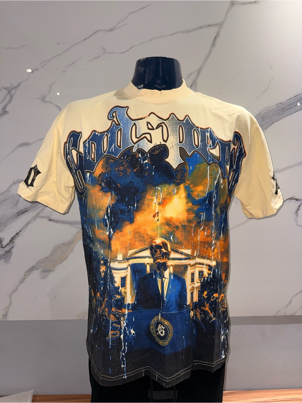 Godspeed Graphic Print Cream Short-Sleeve Men's T-Shirt